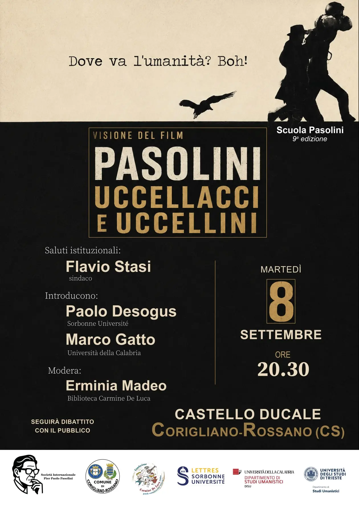 La Scuola Pasolini arriva in città: quattro giorni di studio tra Palazzo De Russis e il Castello Ducale\n