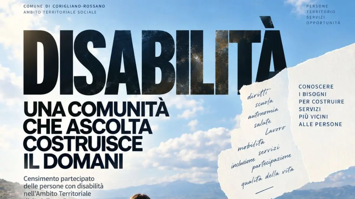 Disabilità, a Corigliano-Rossano parte il censimento partecipato: questionario online con Spid o Cie\n