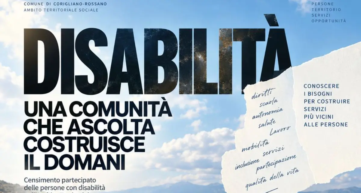 Disabilità, a Corigliano-Rossano parte il censimento partecipato: questionario online con Spid o Cie\n