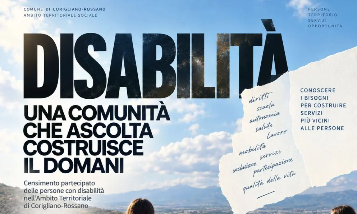 Disabilità, a Corigliano-Rossano parte il censimento partecipato: questionario online con Spid o Cie\n