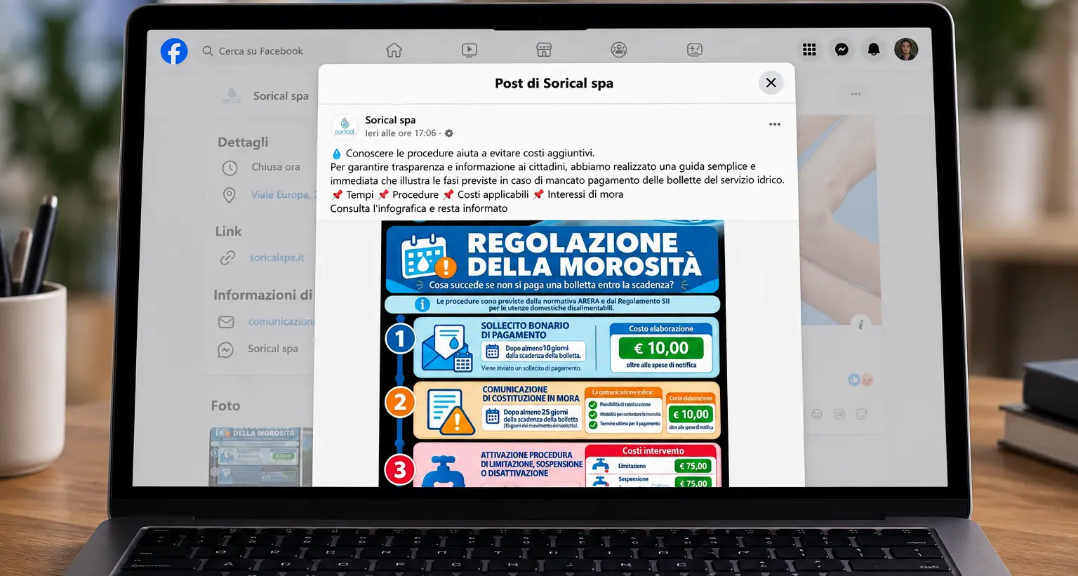 Sorical, il vademecum per i morosi è un boomerang social: «E quando l’acqua manca?»\n
