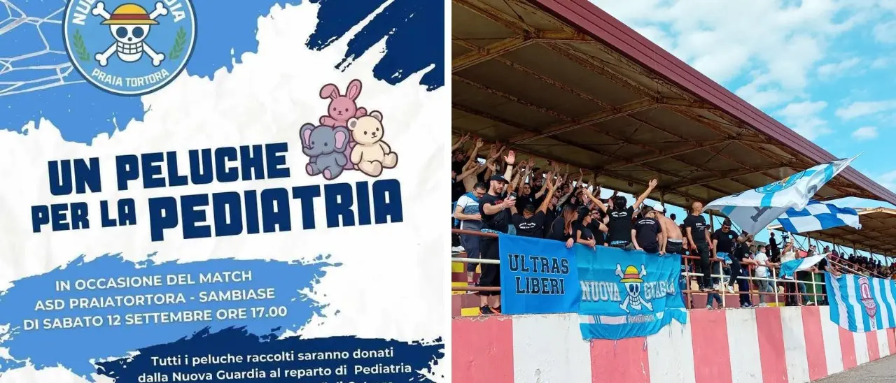“Un peluche per la Pediatria”, l’iniziativa dei tifosi del PraiaTortora in occasione della gara col Sambiase\n