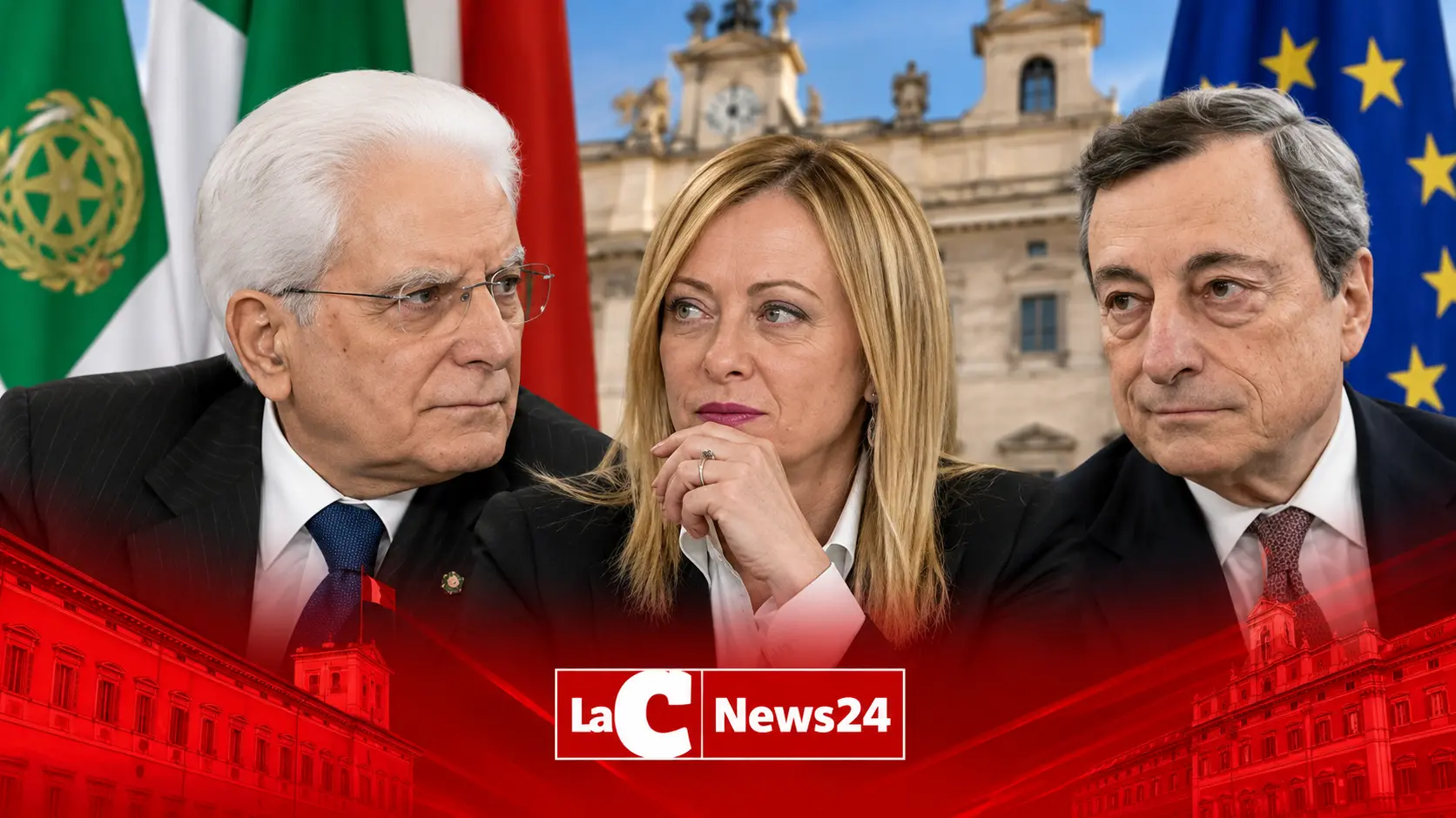 <p>Mattarella, Meloni e Draghi</p>\\n