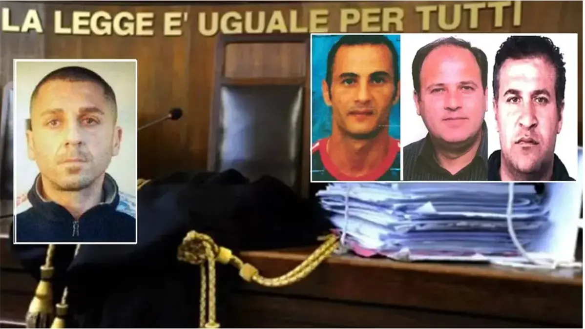 <p>Nel riquadro a sinistra Rosario Battaglia, a destra Massimo Stanganello, Michele Palumbo e Mario Longo</p>\\n