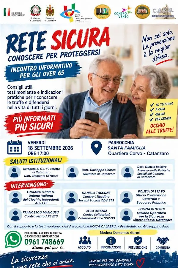 Iniziative anti-truffa: venerdì nuovo incontro con gli anziani del quartiere Corvo