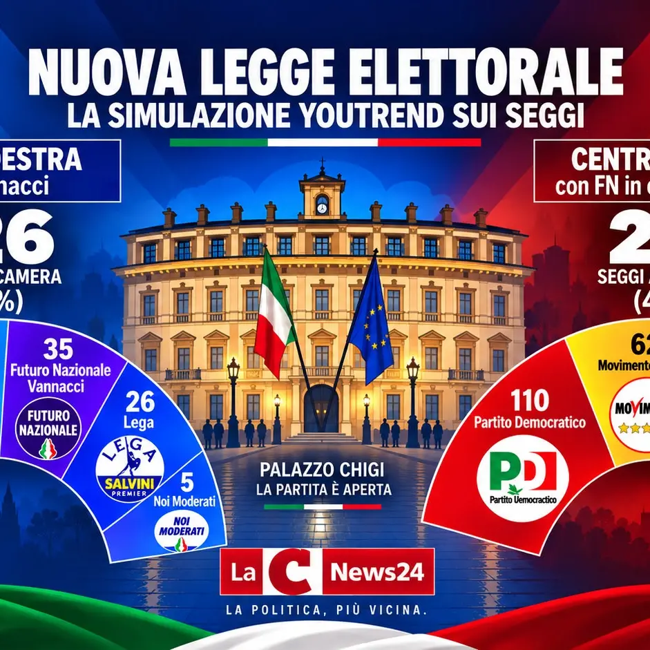 Nuova legge elettorale, la simulazione sui seggi: con Vannacci 226 deputati a Meloni, senza 221 al centrosinistra\n