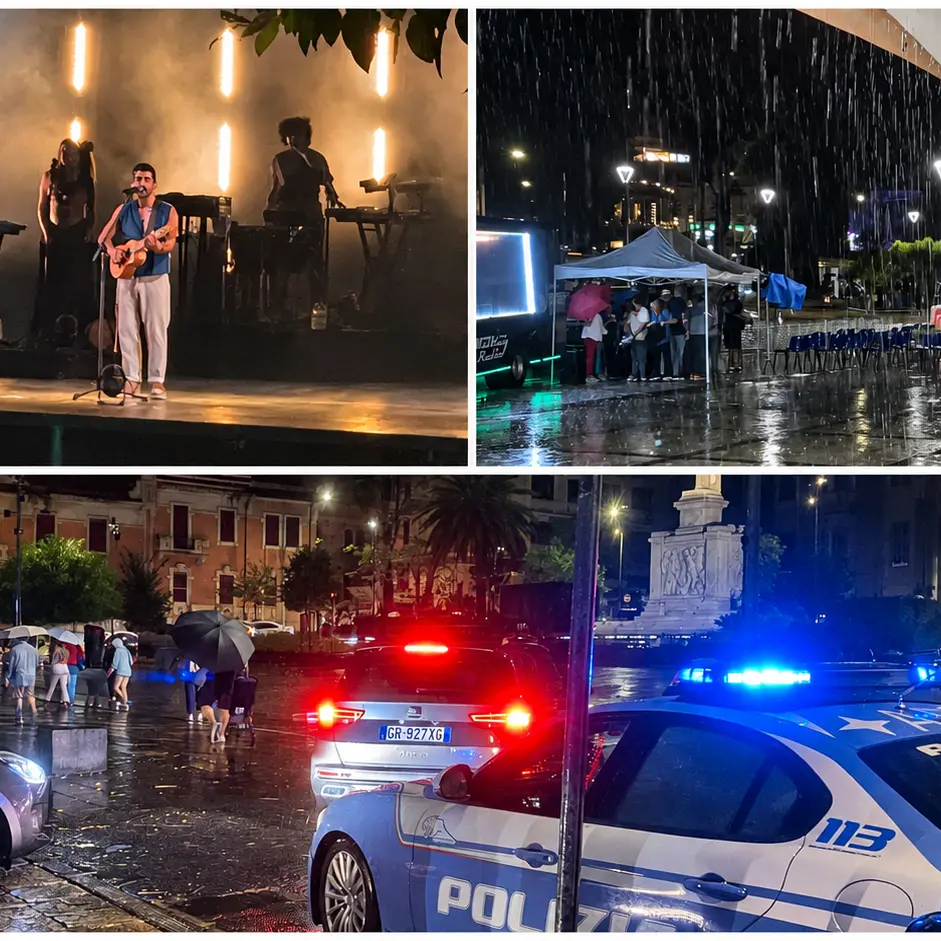 Mannarino come Bad Bunny: il nubifragio ferma il concerto a Reggio. Stasera Emis \u00A0Killa e fuochi a mezzanotte\n