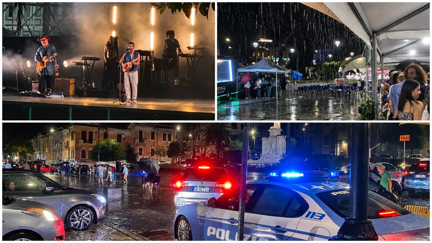 Mannarino come Bad Bunny: il nubifragio ferma il concerto a Reggio. Stasera Emis \u00A0Killa e fuochi a mezzanotte\n