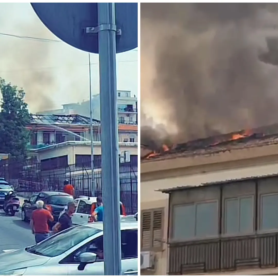 Reggio, incendio a Santa Caterina: in fiamme il tetto di una palazzina\n
