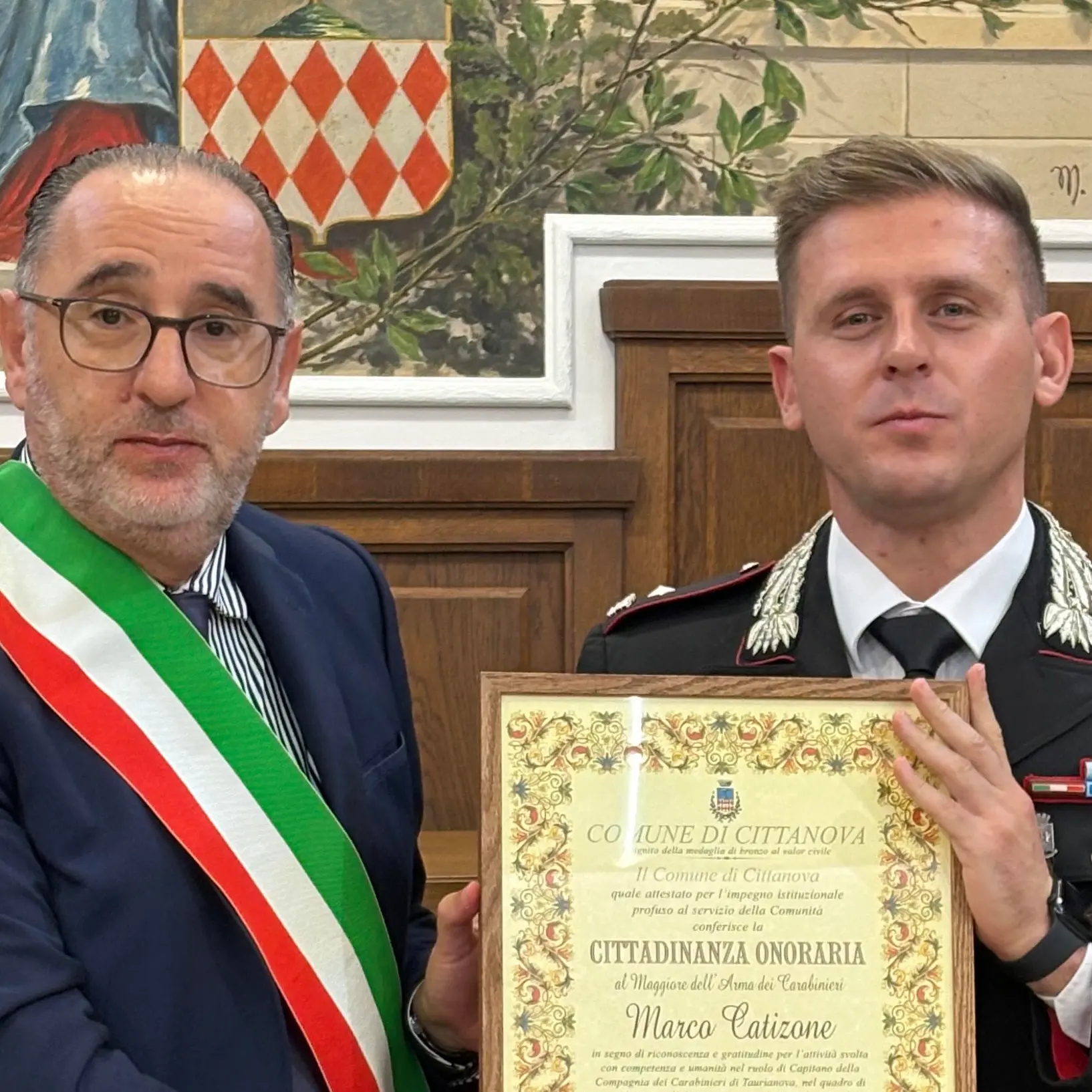 Cittanova, il maggiore Catizone cittadino onorario\n