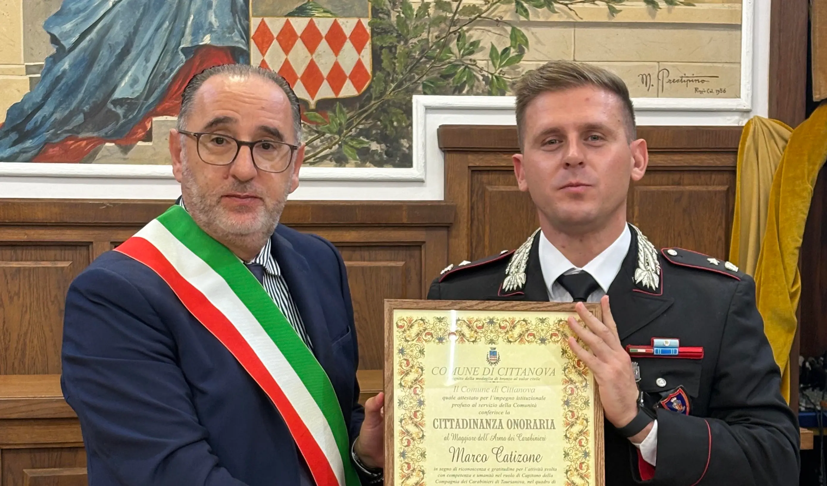 Cittanova, il maggiore Catizone cittadino onorario\n