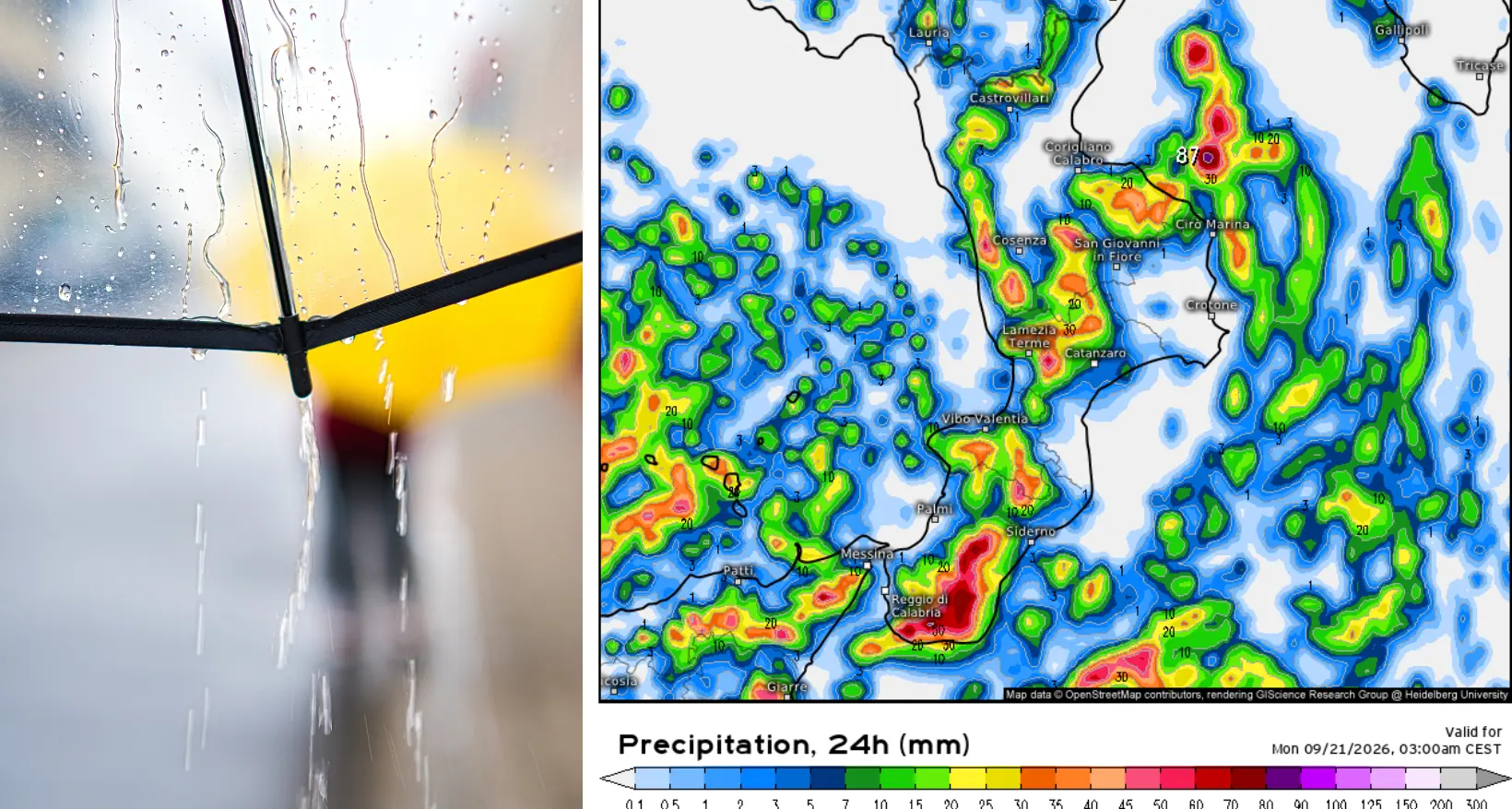 Arriva il maltempo, domenica di pioggia e temporali in Calabria: è allerta gialla\n