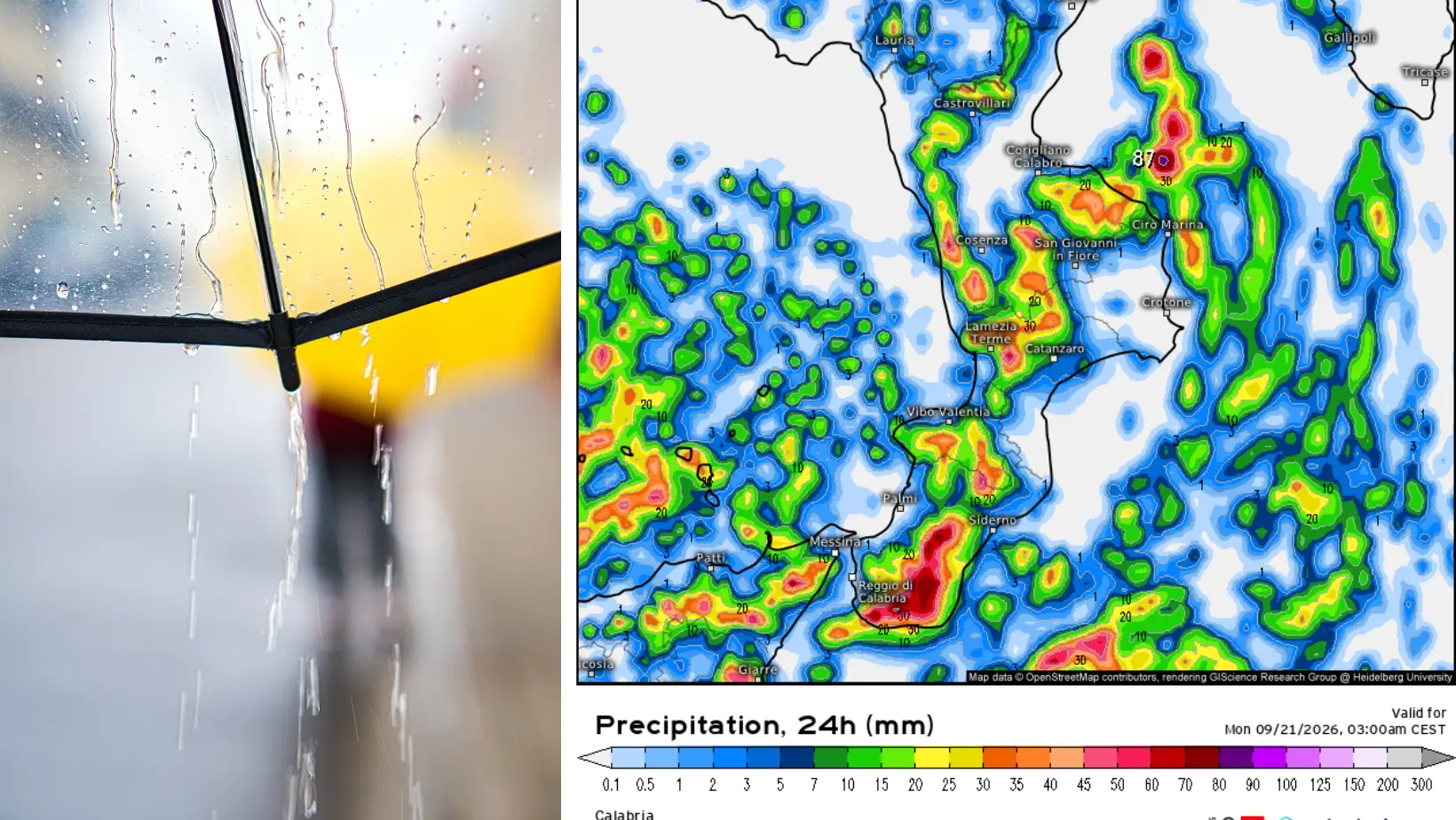 Arriva il maltempo, domenica di pioggia e temporali in Calabria: è allerta gialla\n