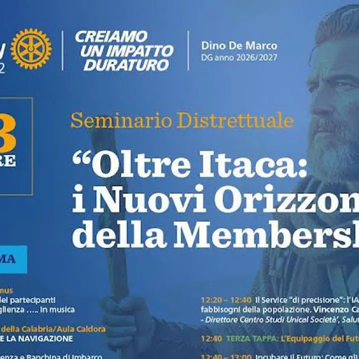 Rotary Distretto 2102: “Oltre Itaca”, a Rende il seminario sui nuovi orizzonti della membership\n