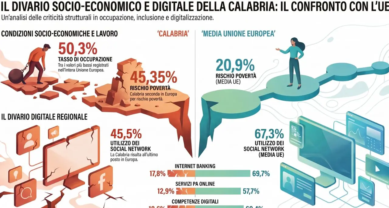 Allarme Calabria: circa metà della popolazione a rischio povertà, regione ultima (quasi) in tutto\n