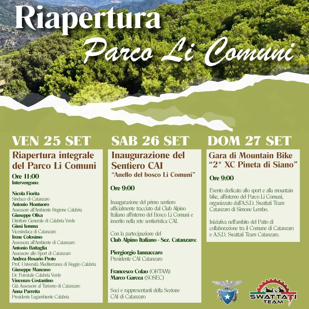Il Parco Li Comuni torna alla città: dal 25 al 27 settembre tre giornate per la riapertura integrale del polmone verde di Siano\n