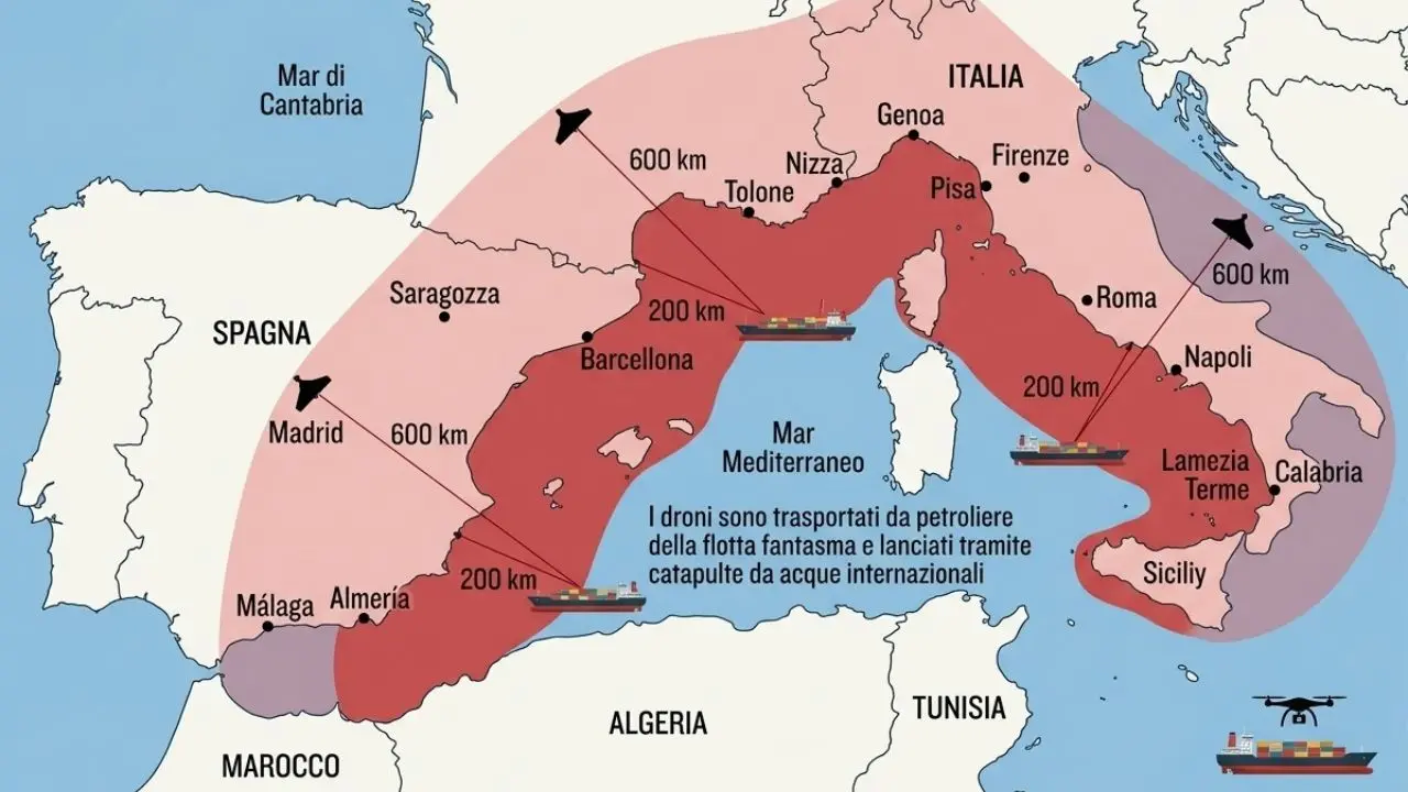 Allerta dell'intelligence Usa: «Droni russi dal mare verso Italia, Francia e Spagna». Anche la Calabria nel raggio d’azione\n