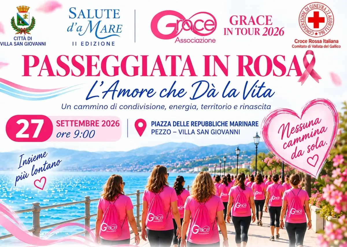 Grace in Tour 2026, a Villa San Giovanni la “Passeggiata in Rosa”\n