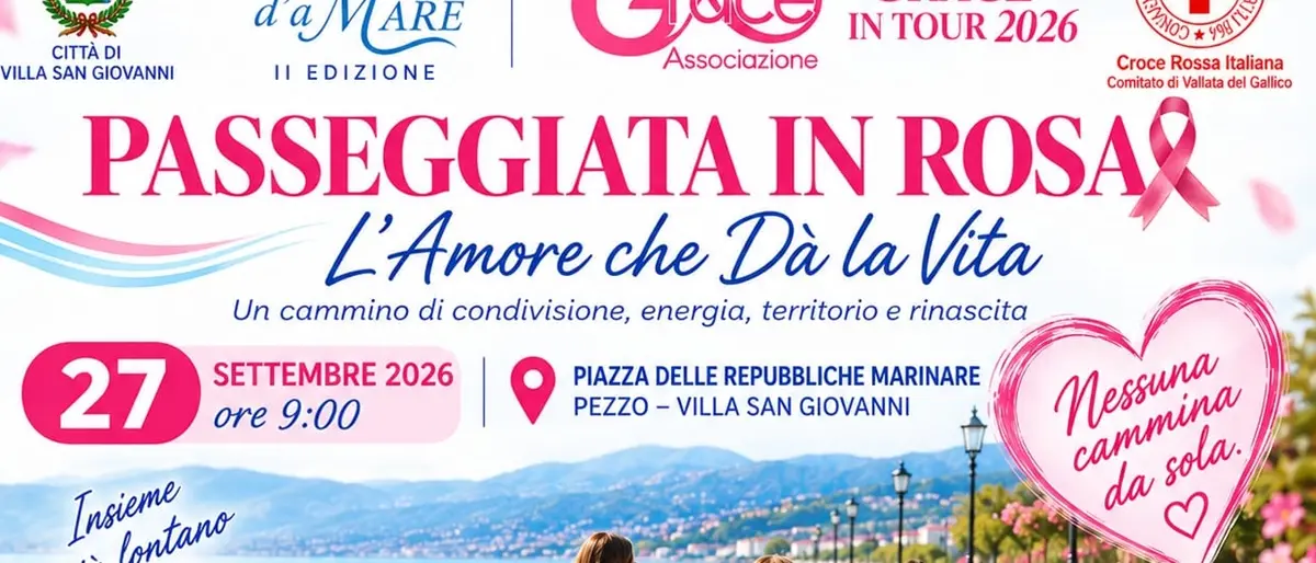 Grace in Tour 2026, a Villa San Giovanni la “Passeggiata in Rosa”\n