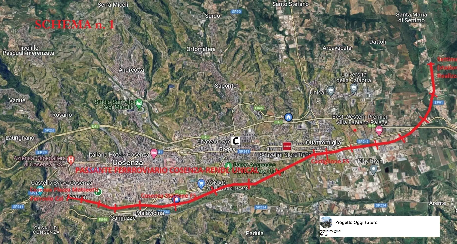 Un passante ferroviario per collegare Cosenza, Rende e Unical: l’idea di una metro di superficie con 17 fermate\n