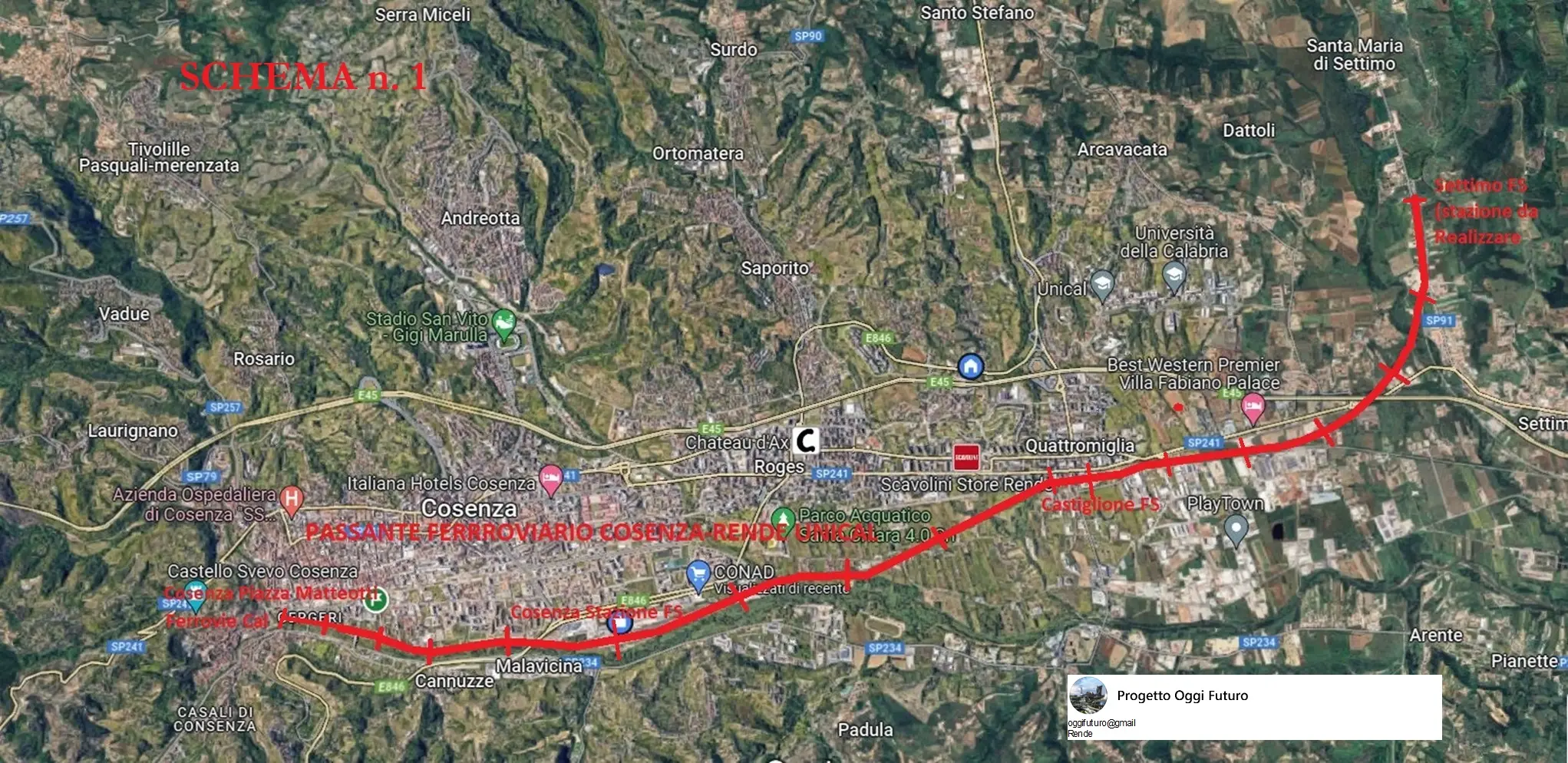 Un passante ferroviario per collegare Cosenza, Rende e Unical: l’idea di una metro di superficie con 17 fermate\n
