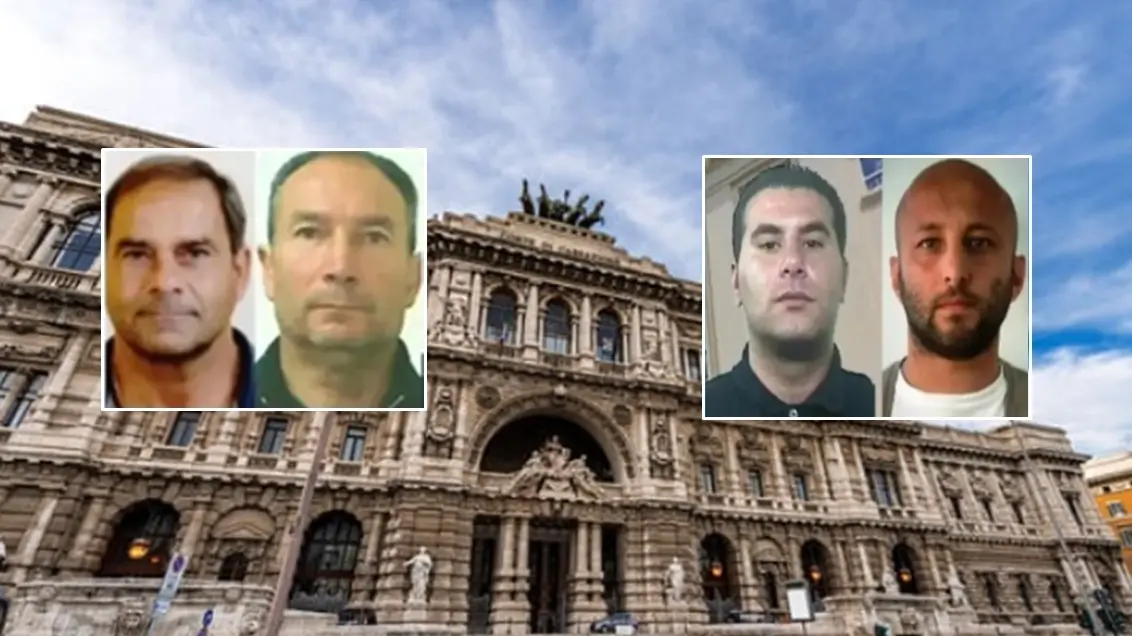 <p>La cassazione e nei riquadri a sinistra Pasquale Gallone e Gregorio Giofrè, a destra Francesco Antonio Pardea e Domenico Macrì</p>\\n