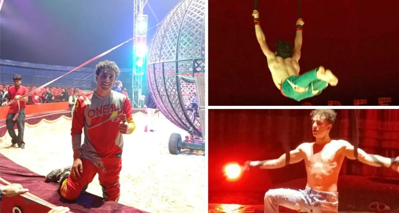 L'acrobata calabrese Marco Pellegrini incanta a Gioia Tauro al Circo Orfei: «Emozionante esibirmi nella mia città»
