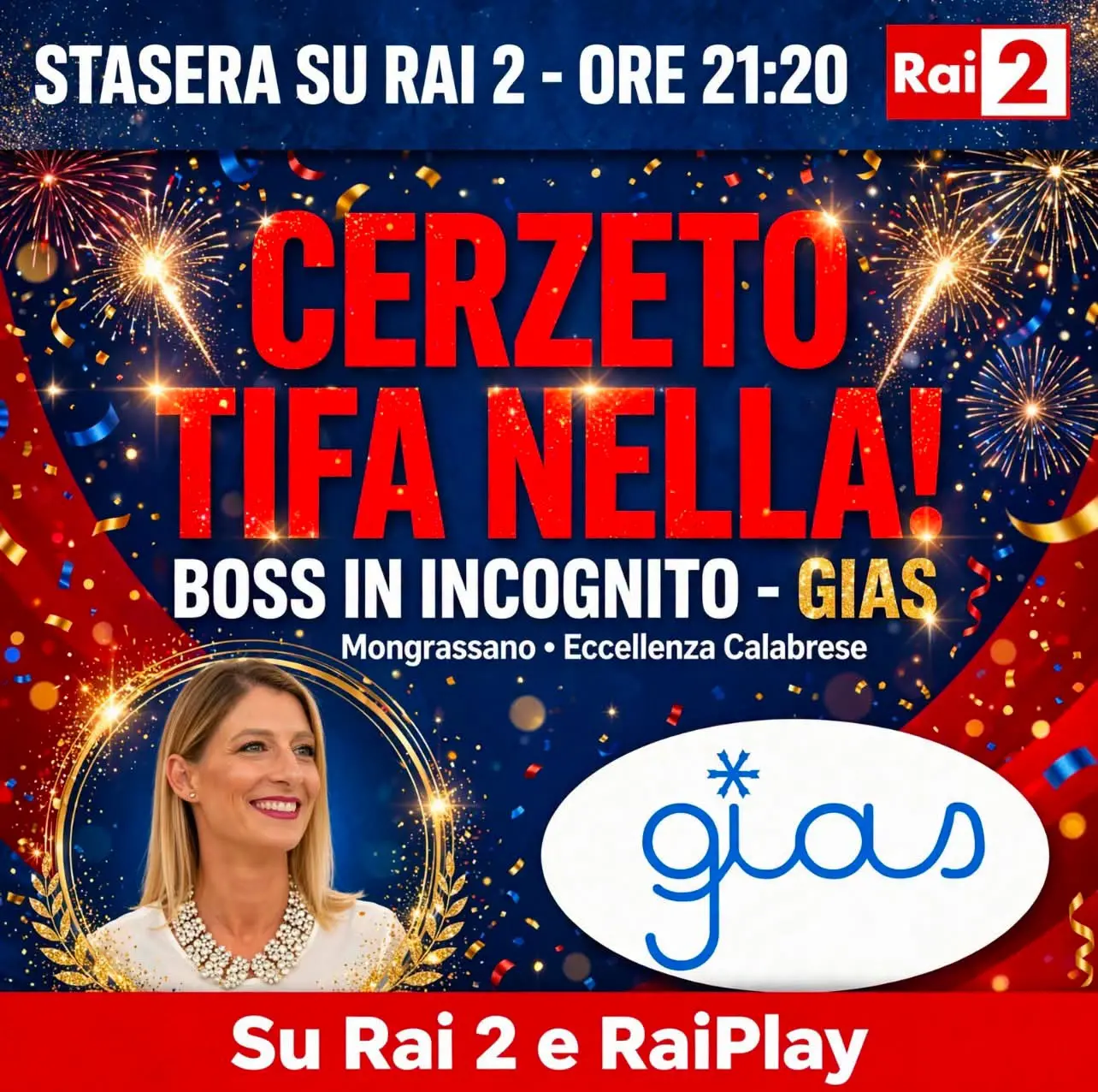 Cerzeto tifa per Nella Golemme: protagonista a “Boss in Incognito” con la GIAS di Mongrassano\n