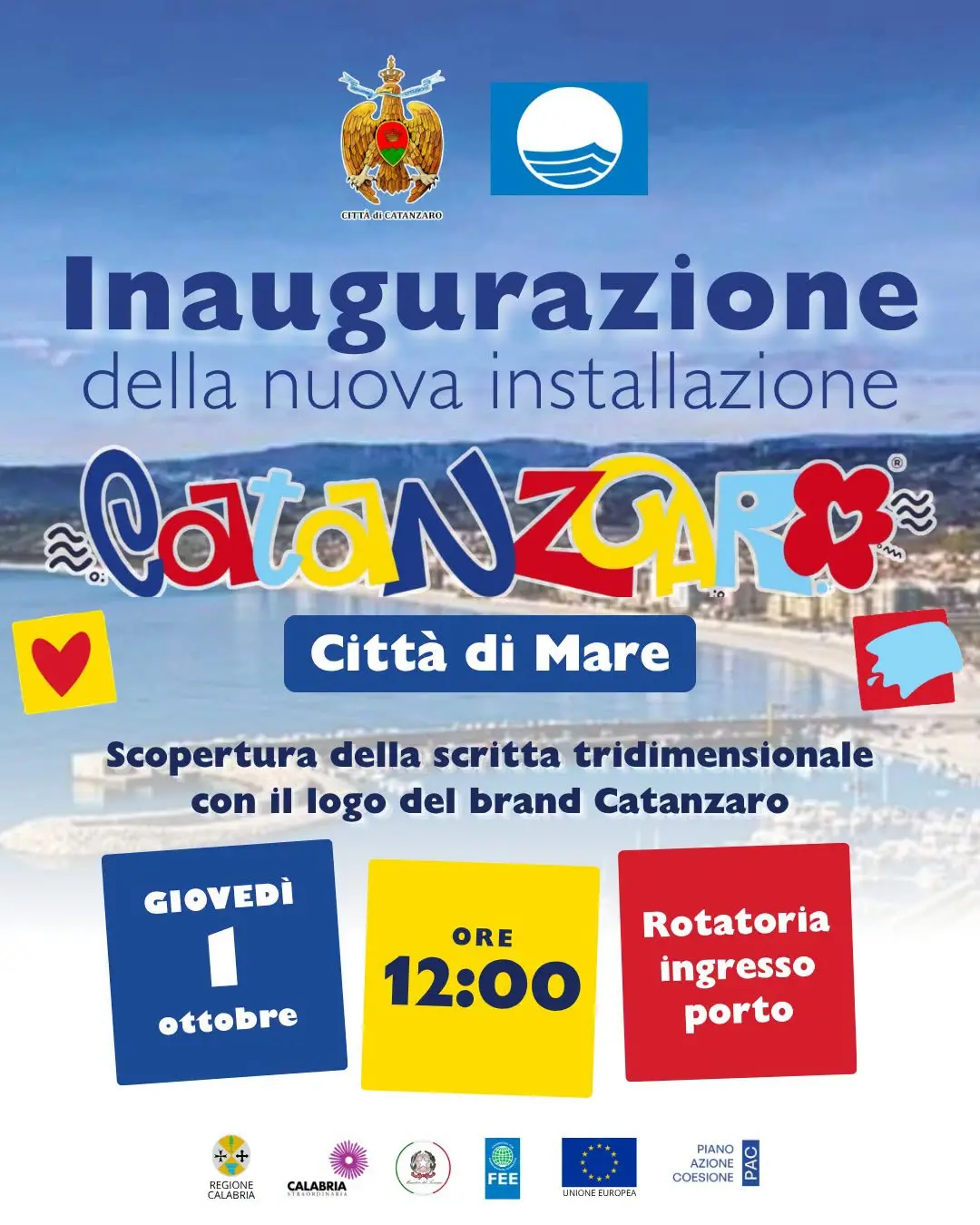 Catanzaro Città di mare: domani al Porto la scopertura della nuova installazione del brand turistico\n