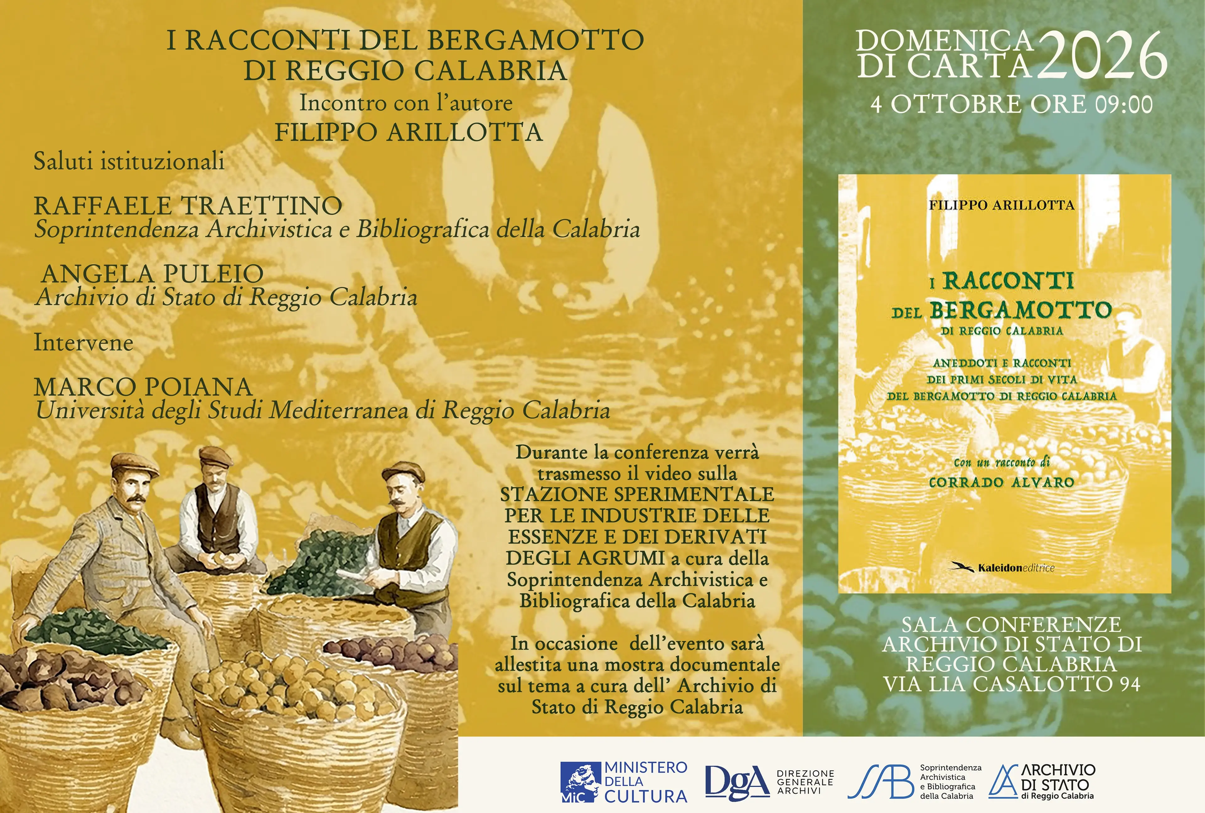 All’Archivio di Stato di Reggio una giornata dedicata all’oro verde:\u00A0il bergamotto racconta la sua storia