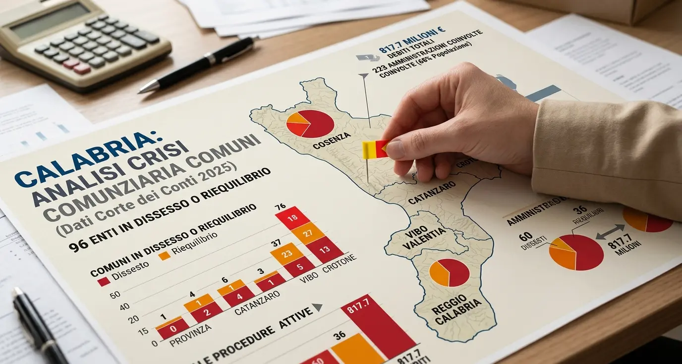 Comuni sul lastrico, la Calabria è la regione più inguaiata:\u00A0817 milioni di “debiti”, ecco i record negativi\n