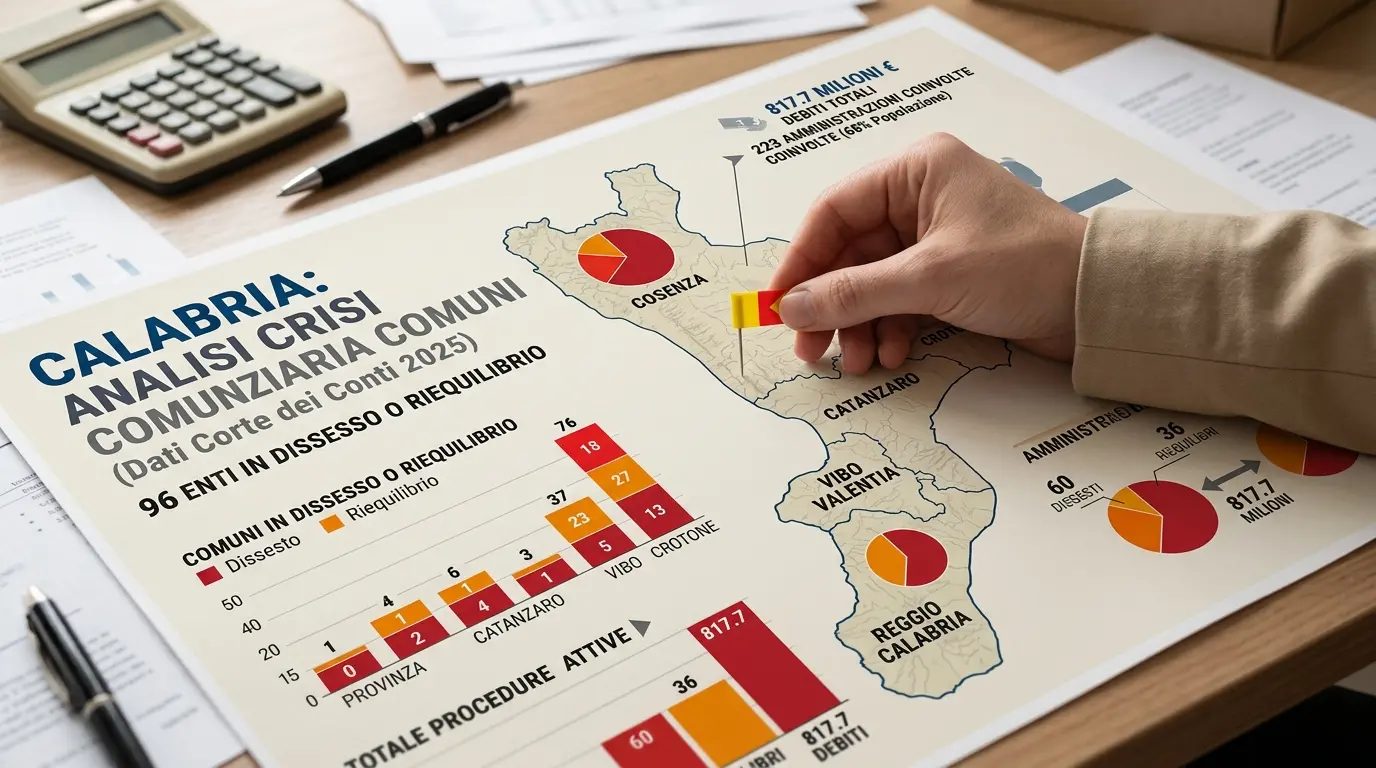 Comuni sul lastrico, la Calabria è la regione più inguaiata:\u00A0817 milioni di “debiti”, ecco i record negativi\n
