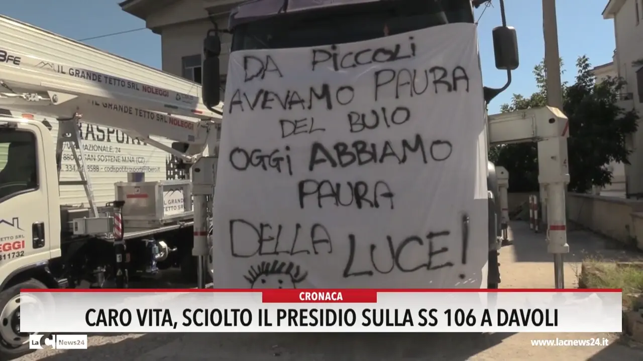 Caro vita, sciolto il presidio sulla Statale 106 a Davoli