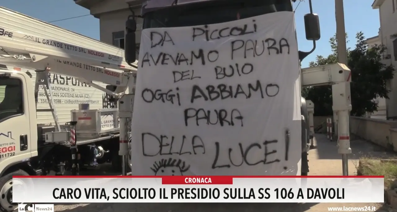 Caro vita, sciolto il presidio sulla Statale 106 a Davoli
