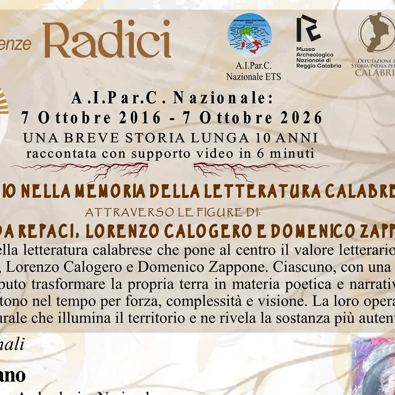 AIParC nazionale, a Reggio\u00A0il “Viaggio nella Memoria della letteratura calabrese” con\u00A0Leonida Repaci, Lorenzo Calogero e Domenico Zappone\n