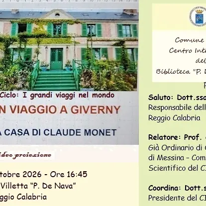 “In viaggio a Giverny, a casa di Claude Monet”, a Reggio il\u00A0reportage artistico e storico del professore\u00A0Giuseppe Ferreri\n