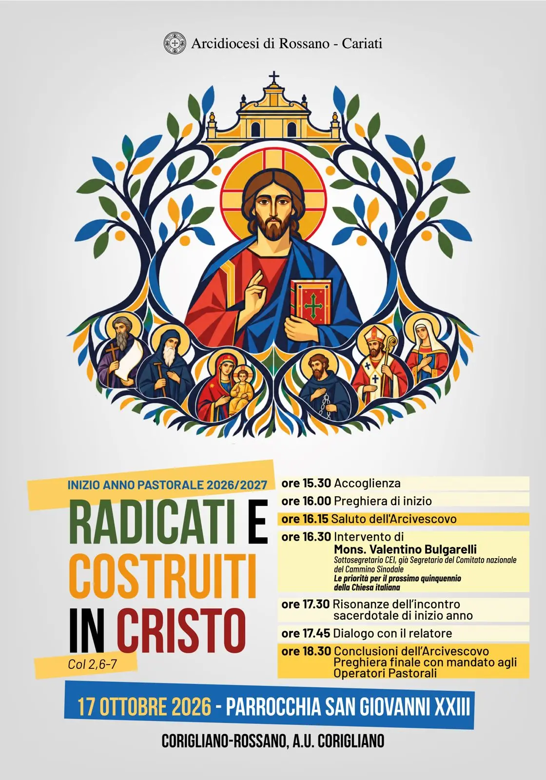 Rossano-Cariati, l'Arcidiocesi apre il nuovo anno pastorale con monsignor Bulgarelli della CEI e il mandato agli operatori\n