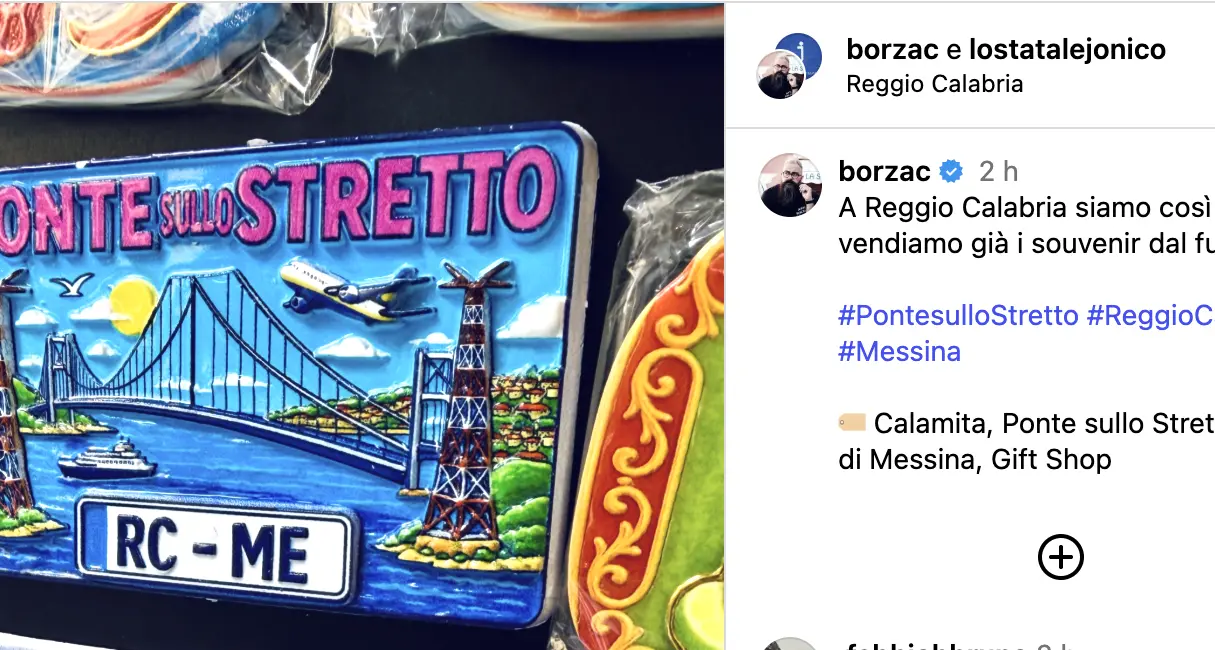 Ponte sullo Stretto, a Reggio Calabria arriva prima la calamita del cantiere: il souvenir dell'opera che verrà\n