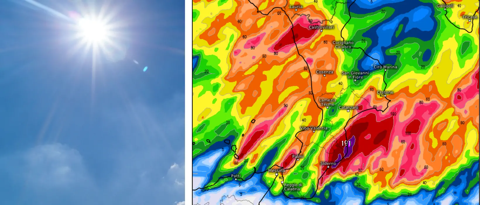 In Calabria ancora caldo ma è in arrivo il maltempo con temporali e temperature in calo\n