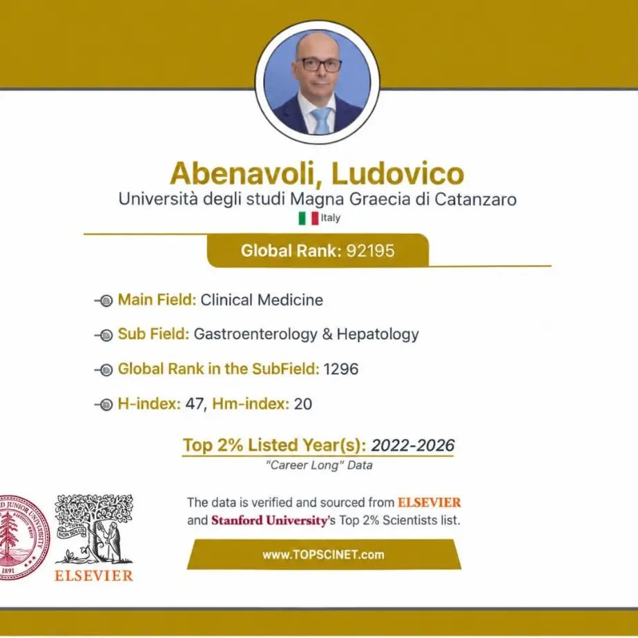 Ludovico Abenavoli tra i migliori scienziati al mondo: riconoscimento internazionale alla ricerca calabrese\n