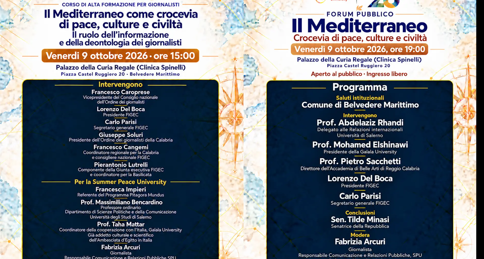 Belvedere Marittimo, venerdì\u00A09 ottobre torna la Summer Peace University\u00A0\n