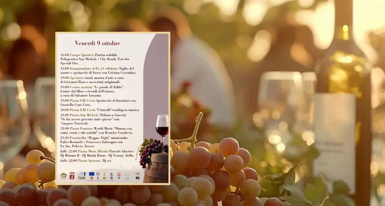 Cosenza, domani l’inaugurazione della 44esima edizione della festa dell’uva e del vino di Donnici