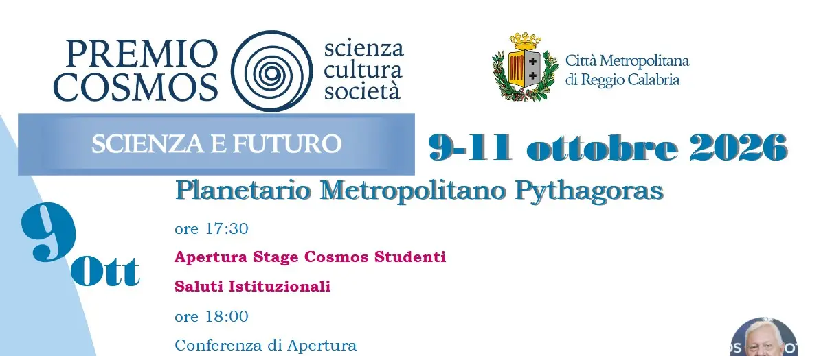 Premio Cosmos 2026, la scienza protagonista a Reggio Calabria con la fase finale del concorso\n