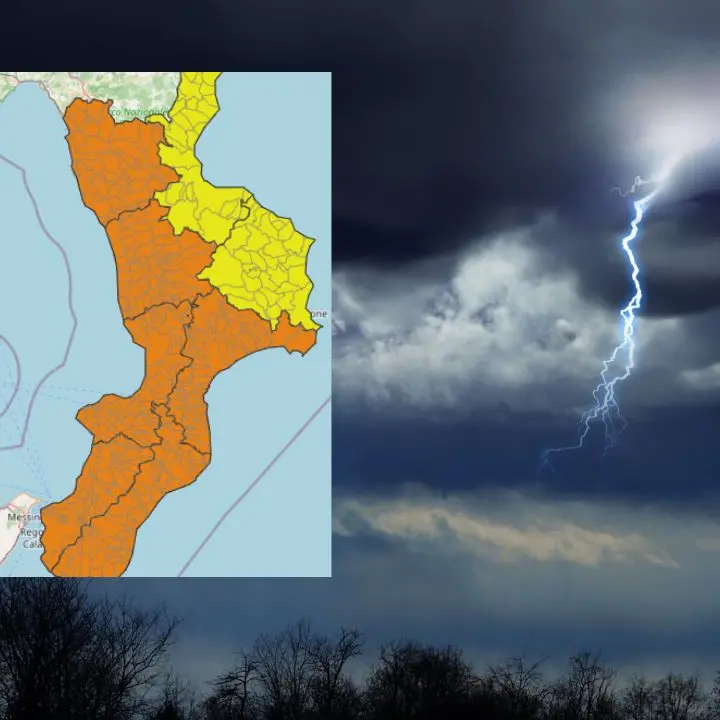 Allerta arancione domani Calabria, in arrivo temporali e forti raffiche di vento: in calo le temperature\n