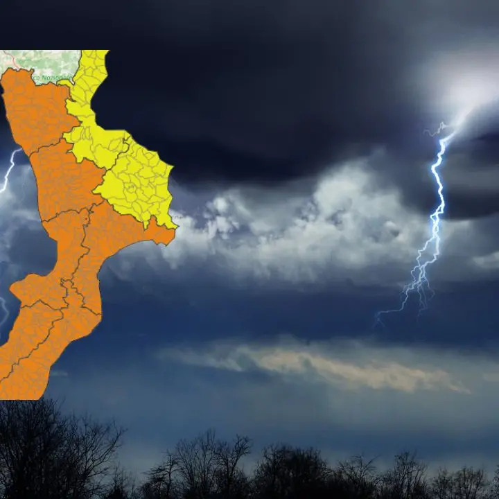 Allerta arancione domani Calabria, in arrivo temporali e forti raffiche di vento: in calo le temperature\n