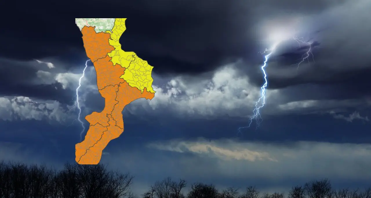 Allerta arancione domani in Calabria, in arrivo temporali e forti raffiche di vento: in calo le temperature\n