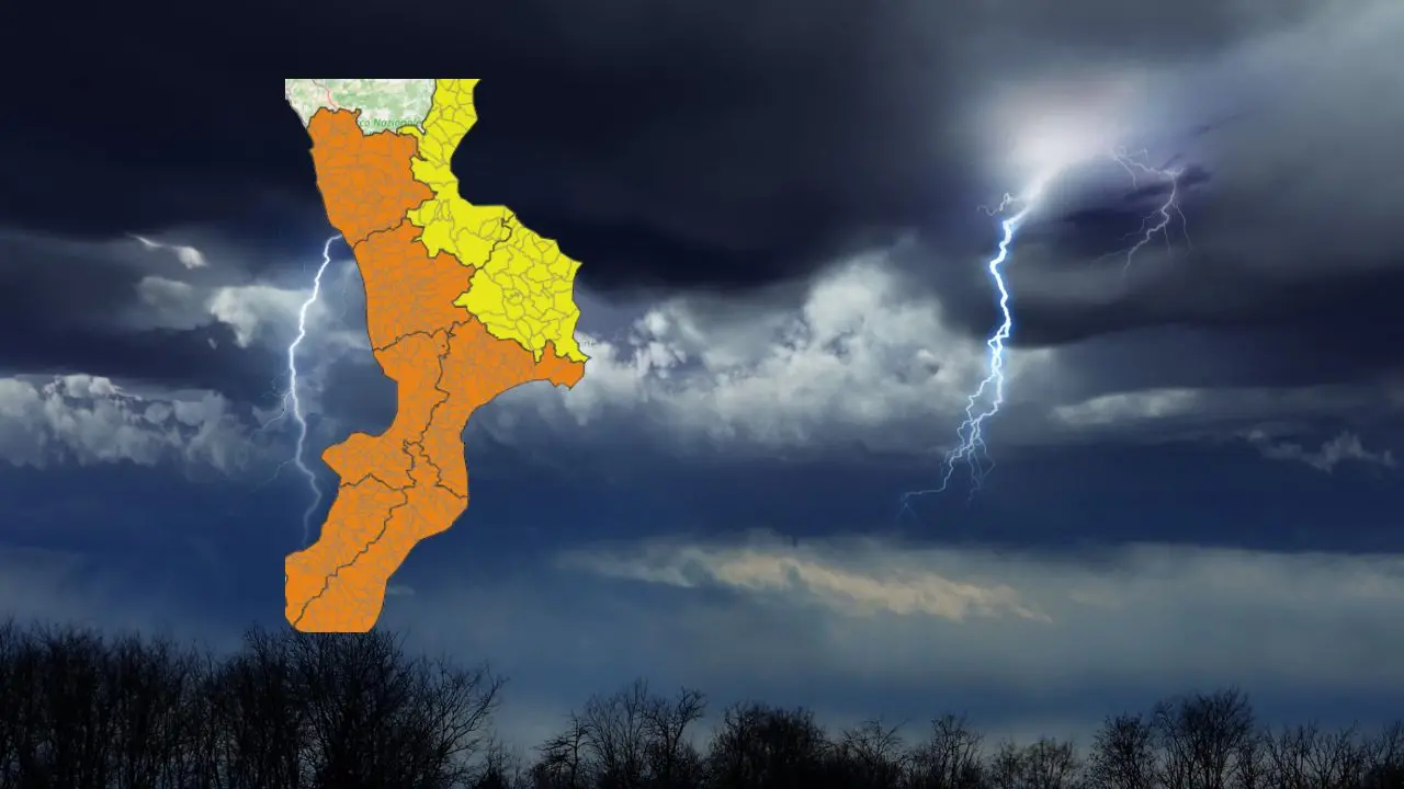 Allerta arancione domani in Calabria, in arrivo temporali e forti raffiche di vento: in calo le temperature\n