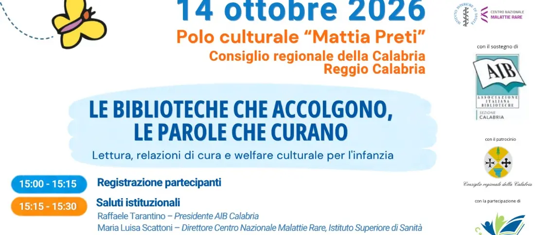 Culture, salute e relazioni di cura: il 14 ottobre a Reggio Calabria la Giornata Regionale Nati per Leggere 2026\n