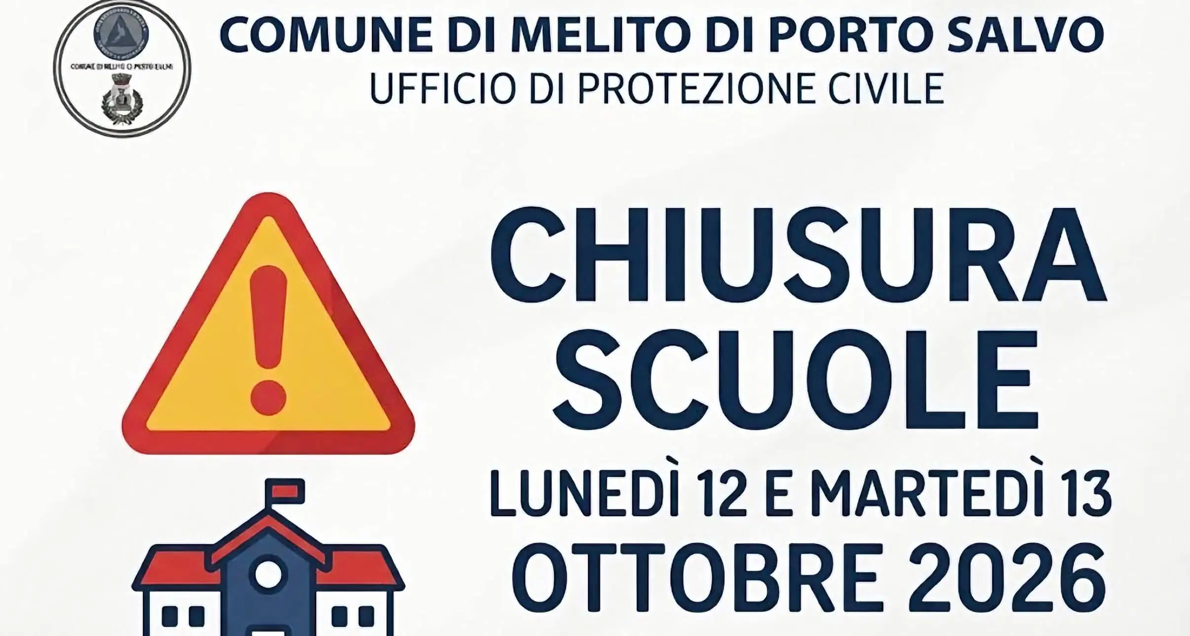 Maltempo, oggi e domani scuole chiuse a Melito Porto Salvo\n