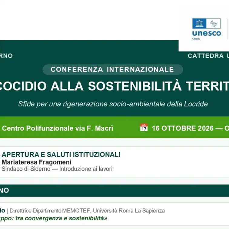 Dall’ecocidio alla sostenibilità territoriale, il 16 ottobre a Siderno la conferenza internazionale\n\n\n